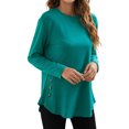 thumbnail image 1 of Minnieouse Camiseta de Mujer Color Sólido Botón Casual Top Cuello Manga Larga Otoño Blusa Sudadera, Negro, S Prendas para la parte del cuerpo Verde L Minnieouse AP003892-08, 1 of 6