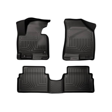 Husky Liners Weatherbeater Floor Mats | Fits 2011 - 2013 Kia Sportage; 2014 - 2016 Kia Sportage w/Factory Mat Retaining Posts (Not Hooks) | Front & 2nd Row, 3-pc Black - 98861
