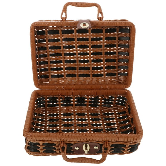 WEAVILUX vintage suitcases Handwoven Suitcase Imitated Rattan Storage Women Home Decoration 1Pcs
