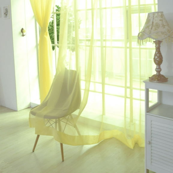 2 Curtains Window Color Drape Pure Sheer Curtain Door Pcs Ye Panel Scarf 2 Tulle Home Decor Curtain