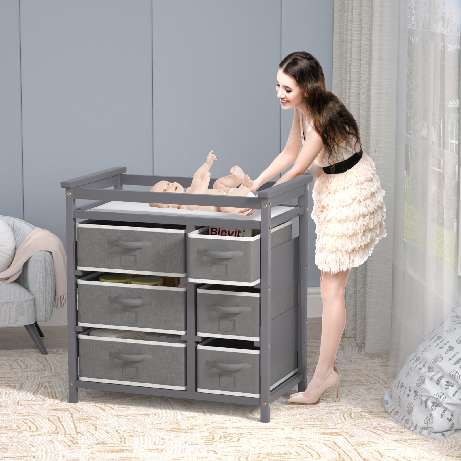 Hamper Storage Corner Baby Changing Station Diaper Genie Baby