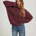 thumbnail image 4 of Edvintorg Womens Sweater Crew Neck Long Sleeve Casual Pullover Knit Sweaters Fall Winter Womens Fashion Wine M, 4 of 6