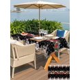 thumbnail image 4 of Outdoor Tablecloth with Umbrella Hole and Zipper, Christmas Black Rectangle Table Cloth 60x84 Inch Waterproof Tablecloth, Xmas Snowman Red Poinsettia Winter Snowflakes Picnic Table Cover for Patio, 4 of 7
