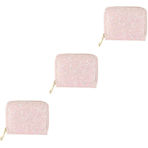 3 Count Wallet for Girls Glitter Purses Women Coin Zipper