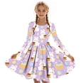 thumbnail image 6 of Girls Easter Bunny Egg Print Long Sleeve Dress Soft Stretchy Casual Flowy Party Dress for Kids Kids Spring Gray 4-14 Years,Size 13-14 T, 6 of 7