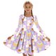 thumbnail image 5 of Vestido de manga larga con cuello redondo para niñas, vestido elástico de manga larga, corte A, estilo patinador con volantes, vestido de recital escolar, vestido de manga larga con cuello redondo par, 5 of 6