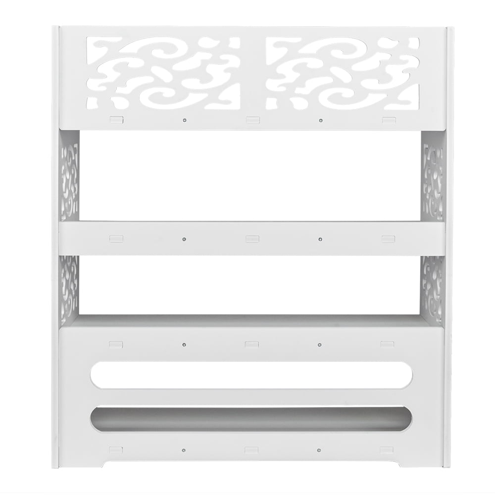 Four Tiers Carved Shoe Rack, White