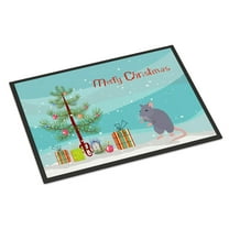 Carolines Treasures CK4469MAT Blue Rat Merry Christmas Door Mat Indoor Rug or Outdoor Welcome Mat 18x27 Doormat  27"L x
