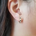 thumbnail image 5 of Dazzlingrock Collection 14K Round Blue & White Diamond Ladies Huggies Hoop Earrings, Yellow Gold, 5 of 5
