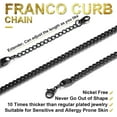 thumbnail image 5 of ChainsHouse Stainless Steel Necklaces for Men Women Waterproof 3mm Franco Curb Chain Link Jewelry Gift, Black 30 inch, 5 of 8