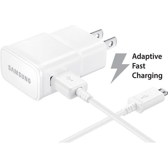 Samsung Galaxy Tab E 9.6 Adaptive Fast Charger Micro USB 2.0 Cable Kit! [1 Wall Charger + 5 FT Micro USB Cable] Adaptive Fast Charging uses Dual voltages for up to 50% Faster Charging! Bulk Packaging