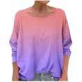 thumbnail image 2 of Delliss Womens' Gradient Fashion Tees Casual Crew Neck Long Sleeve T-Shirt Top S-2XL, 2 of 5