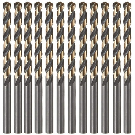 

DrillForce 5/32 12Pcs HSS Black and Gold Drill Bits Jobber Length for Metal Wood Platic M2 High Speel Steel