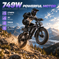 thumbnail image 2 of Electric Bike for Adults, 749W Motor, 48V 20Ah Battery, 27MPH, Age Range 18+ Years, 20" Fat Tire, UL2849, 2 of 9