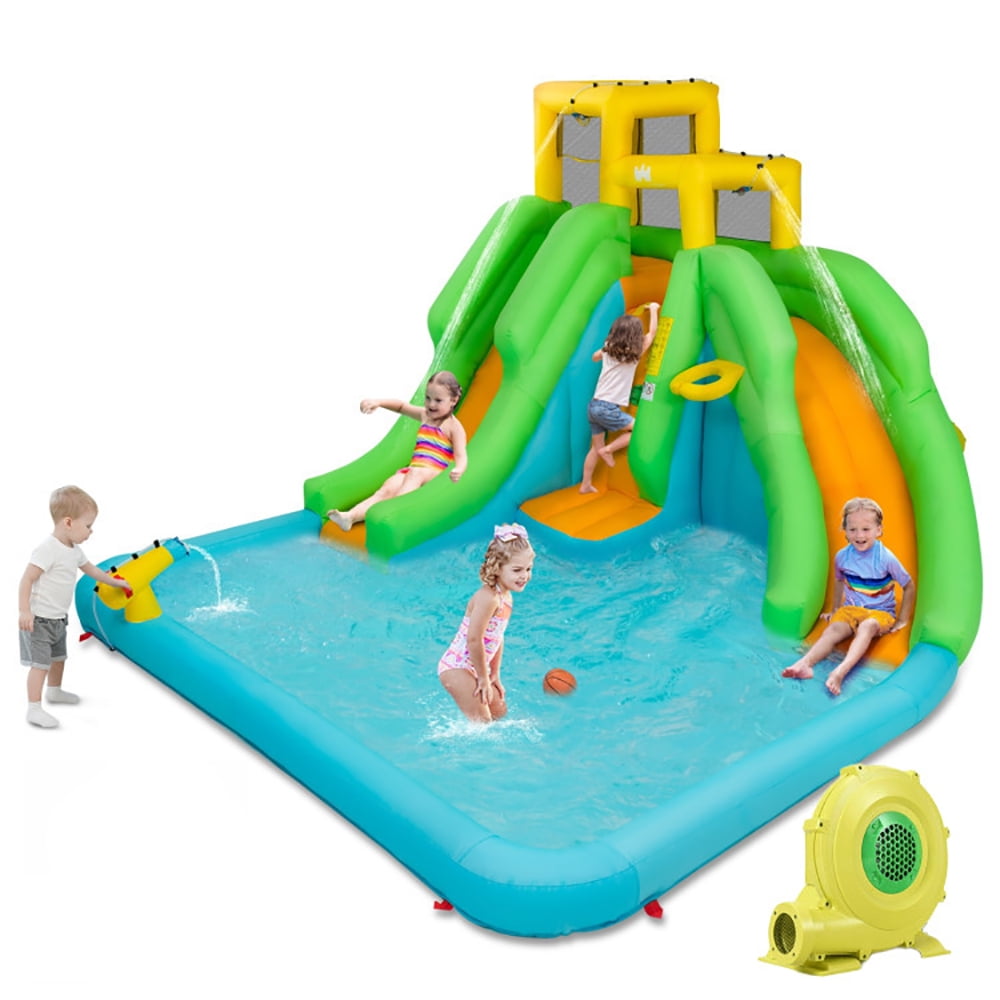 Aimee Lii Kids Inflatable Water Park Bounce House with 480W Blower, Bounce House Water Slide for Kids 5-10
