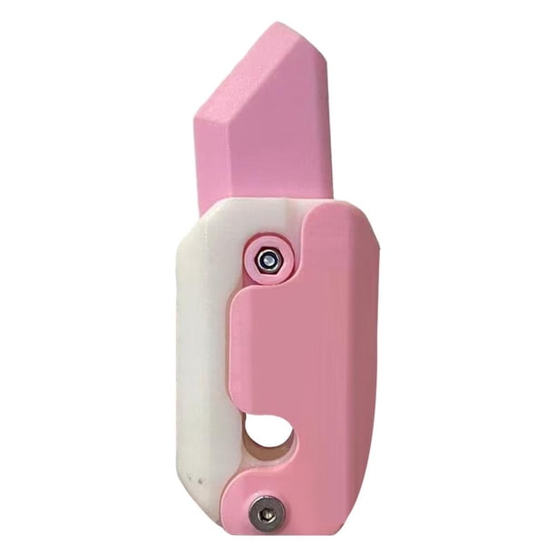 25uds. Cuchillo de juguete de zanahoria, juguete relajante con impresión 3D para adultos y adolescentes (rosa blanco)