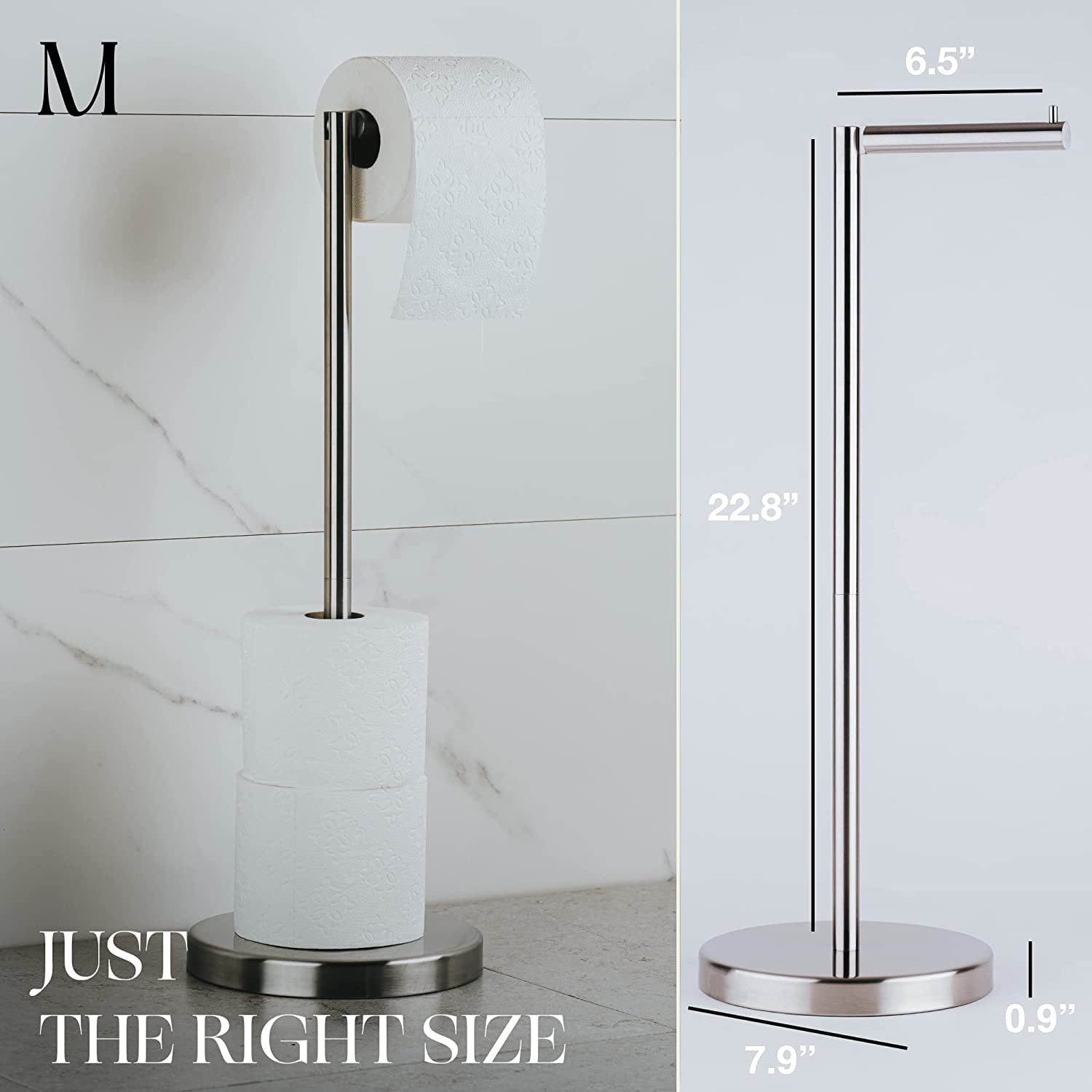 Marmolux Acc Brushed Steel Elegant Bathroom Hardware Free Standing Toilet Paper Holder, 1 Count