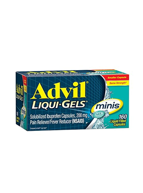 Advil Liqui-Gels Minis Pain Reliever and Fever Reducer, Pain Medicine for Adults with Ibuprofen 200mg for Pain Relief - 160 Liquid Filled Capsules