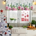 thumbnail image 5 of 2 Pack Valances for Window, Spring Pink Roses Short Curtains for Kitchen Bedroom Living Room, Pastoral Eucalyptus Leaves Gray Wooden Rod Pocket Small Window Treatment Valance Drapes 42 x 12 Inch, 5 of 8