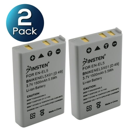 Insten 2-Pack EN-EL5 Replacement Battery for Nikon CoolPix P90 P100 P500 P510 P520 P530 P6000 P3 P4 Digital SLR