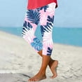 thumbnail image 2 of lcziwo Capri Leggings for Women Summer Hawaiian Tropical Print Stretchy Running Tights Lightweight Soft Workout Cropped Pants Multicolor XXL, 2 of 6