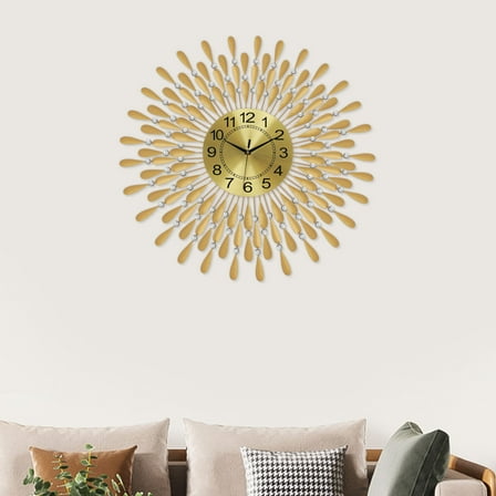 24cm Large Wall Clocks for Living Room Decor Modern Gold Silent Wall Clock Battery Operated Non-Ticking