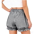 thumbnail image 5 of Tqyyweavej Women's Gingham Shorts Elastic Waist Beach Shorts Loungewear Plaid Ruffle Hem Shorts for Women with Pockets Size S to 2XL, 5 of 6