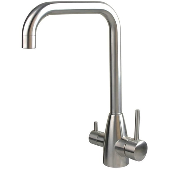 WATERLUX WL-305ST Three Way Flow Kitchen Faucet Hot Cold Reverse Osmosis Filtered Water Stainless Steel Finish Brass Body Leads Free