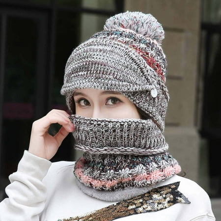 

Aueoeo Winter Hats for Men Knit Hats for Women Winter Autumn Winter Woolen Hat Thickened Warm Ear Protection Cold-Proof Knitted Hat Bib Mask Set