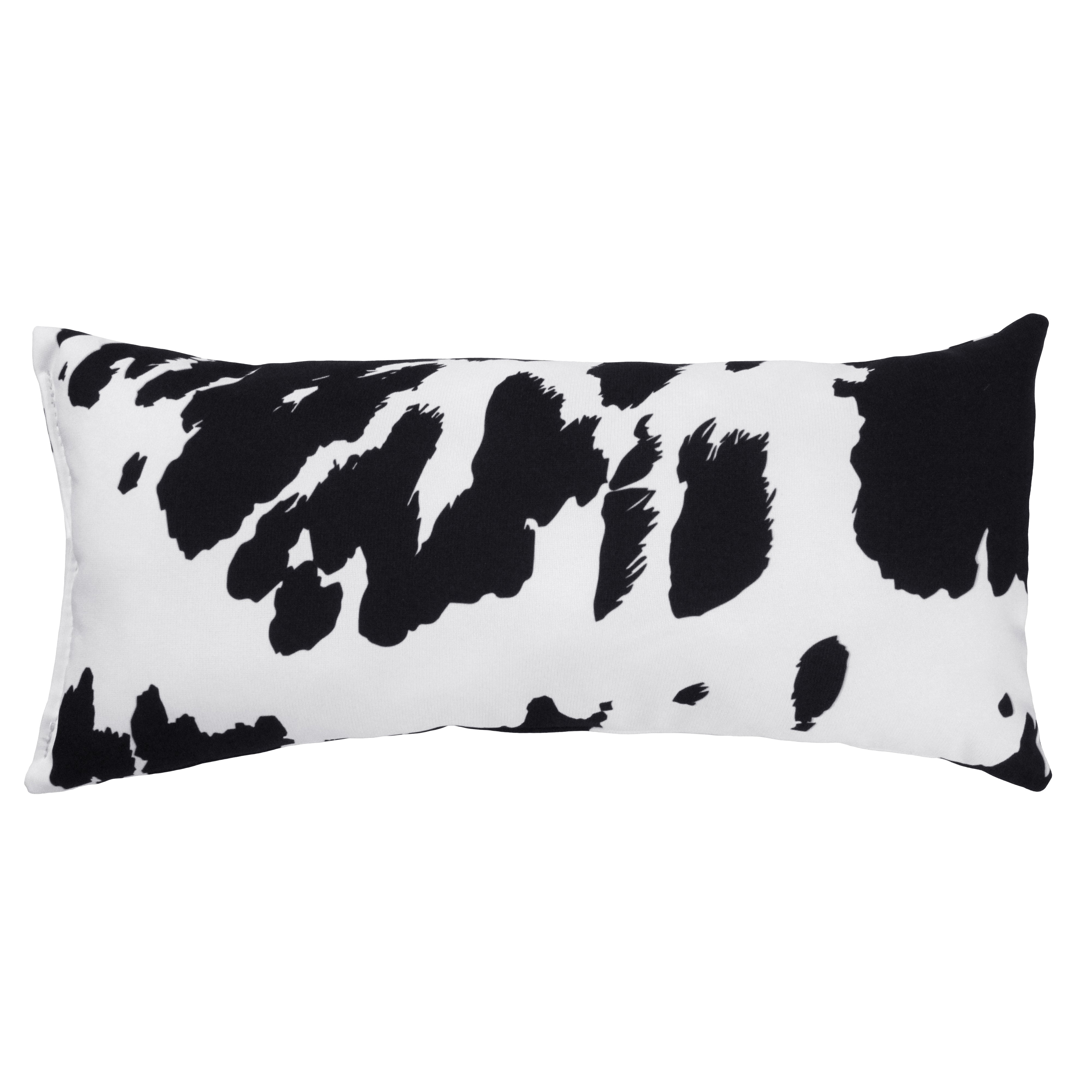 Everything Comfy Cow Print Decorative Pillow, 16x6 Inch, Black,