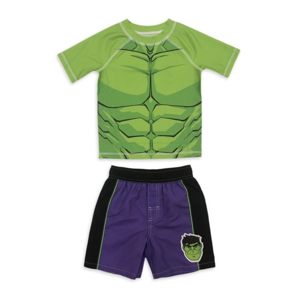 Hulk The Incredible Hulk Toddler Boy Rashguard & Swim Trunks, 2pc Set
