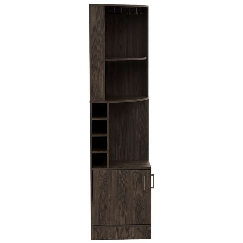 Tuhome Furniture Syrah Corner Bar & Wine Cabinet – Weathered Oak Finish