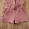 thumbnail image 4 of Toddler Girl Fashion Solid Color Flying Sleeve Jumpsuit Elastic Waist Romper 6M-5Y, 4 of 5