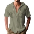 thumbnail image 1 of 2025 Cardigan à Capuche Décontracté en Lin pour Hommes - Manches Courtes, Coupe Ample, 1 of 4