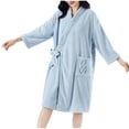 thumbnail image 2 of uublik Womens Robes Lightweight Flannel Robes Casual Long Sleeves Robes Winter Woman Bathrobe Nightwear Blue, 2 of 6