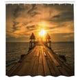 thumbnail image 3 of Ambesonne Ocean Shower Curtain, Wooden Dock Bangkok Bay, 69"Wx70"L, Dark Blue Yellow Brown, 3 of 3