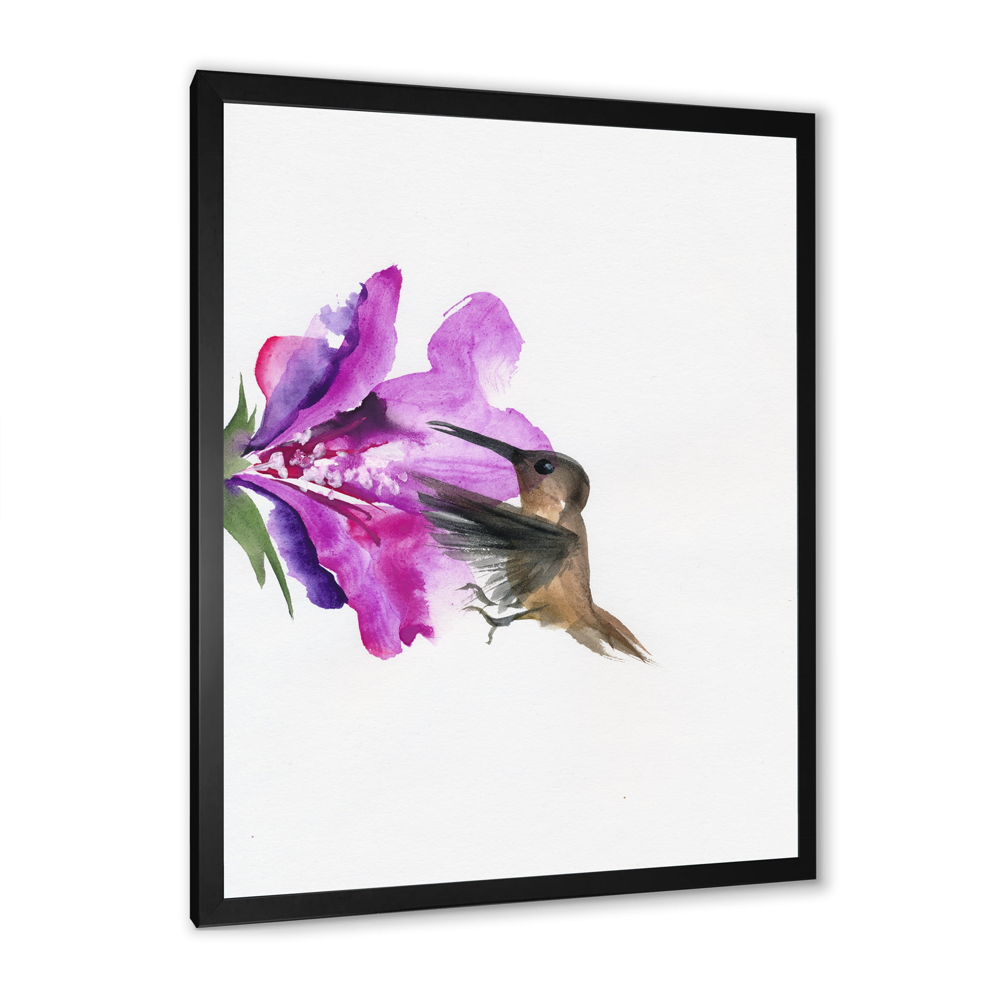Designart 'Purple Fuchia VIntage Flower' Traditional Framed Art Print