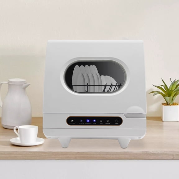 Compact Countertop Dishwasher with 6 Place Settings & 5 Wash Modes High-Temperature 162°F Sanitizing for Apartment