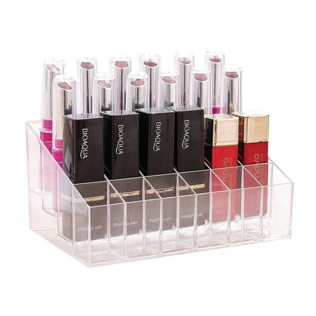 Cosmetic 24 Grid Cosmetic Makeup Organizer Clear Plastic Lipstick Display Stand Nail Polishes Storage Rack
