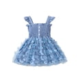 thumbnail image 1 of Faithtur Robe d'Été pour Fillettes, Sans Manches Boutonnée devant Robe Ligne A 3D Papillon Couleur Unie, 1 of 9