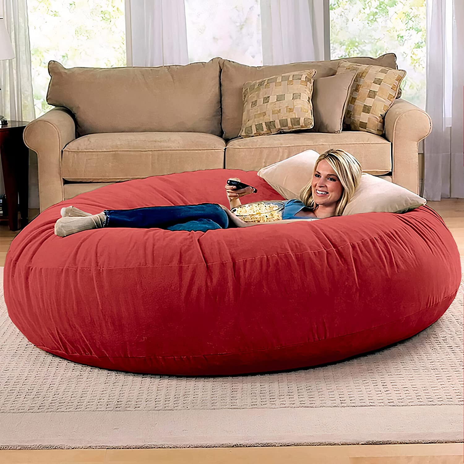 Lounger Loveseat Sofa Sleeper Couch Foam filled Chair XXL Giant Bean Bag 7ft 
