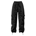 thumbnail image 6 of Venzia Women Drawstring Cargo Jogger Pants Loose Wide Leg Streetwear Trousers, 6 of 6