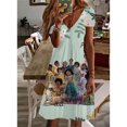 thumbnail image 3 of Vestido informal con estampado 3D de princesas de Disney para mujer, vestido holgado de manga corta con cuello en V estilo bohemio, 3 of 5