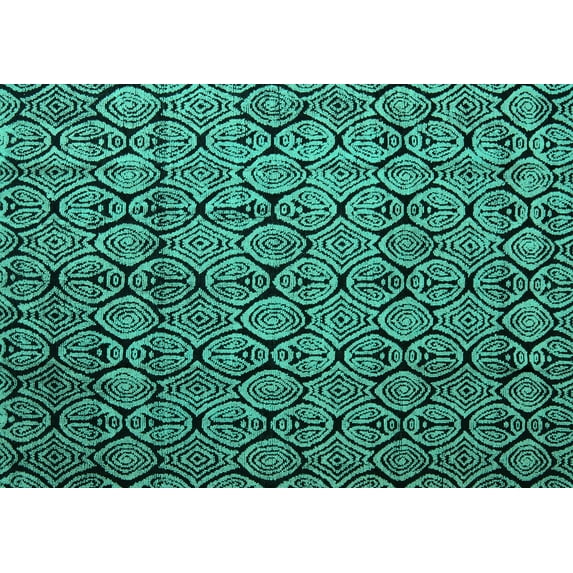 Ahgly Company Machine Washable Indoor Rectangle Abstract Turquoise Blue Modern Area Rugs, 5' x 7'