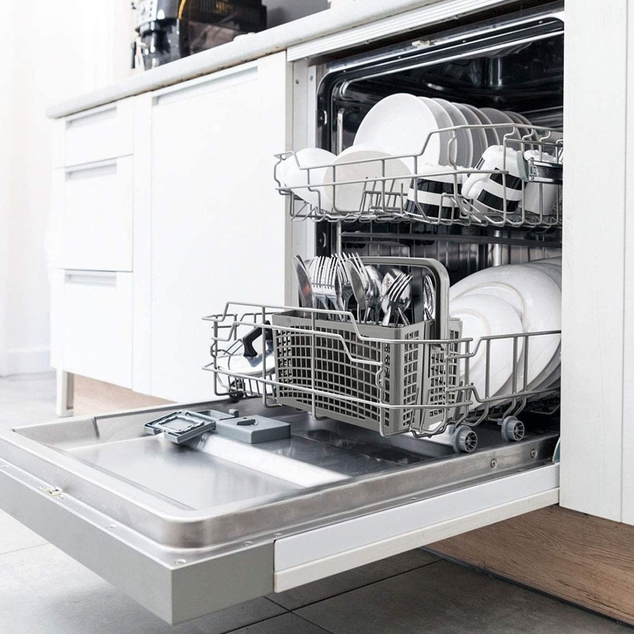 Dishwasher Cutlery Basket Replacement 2-in-1 Universal Silverware Utensil Holder