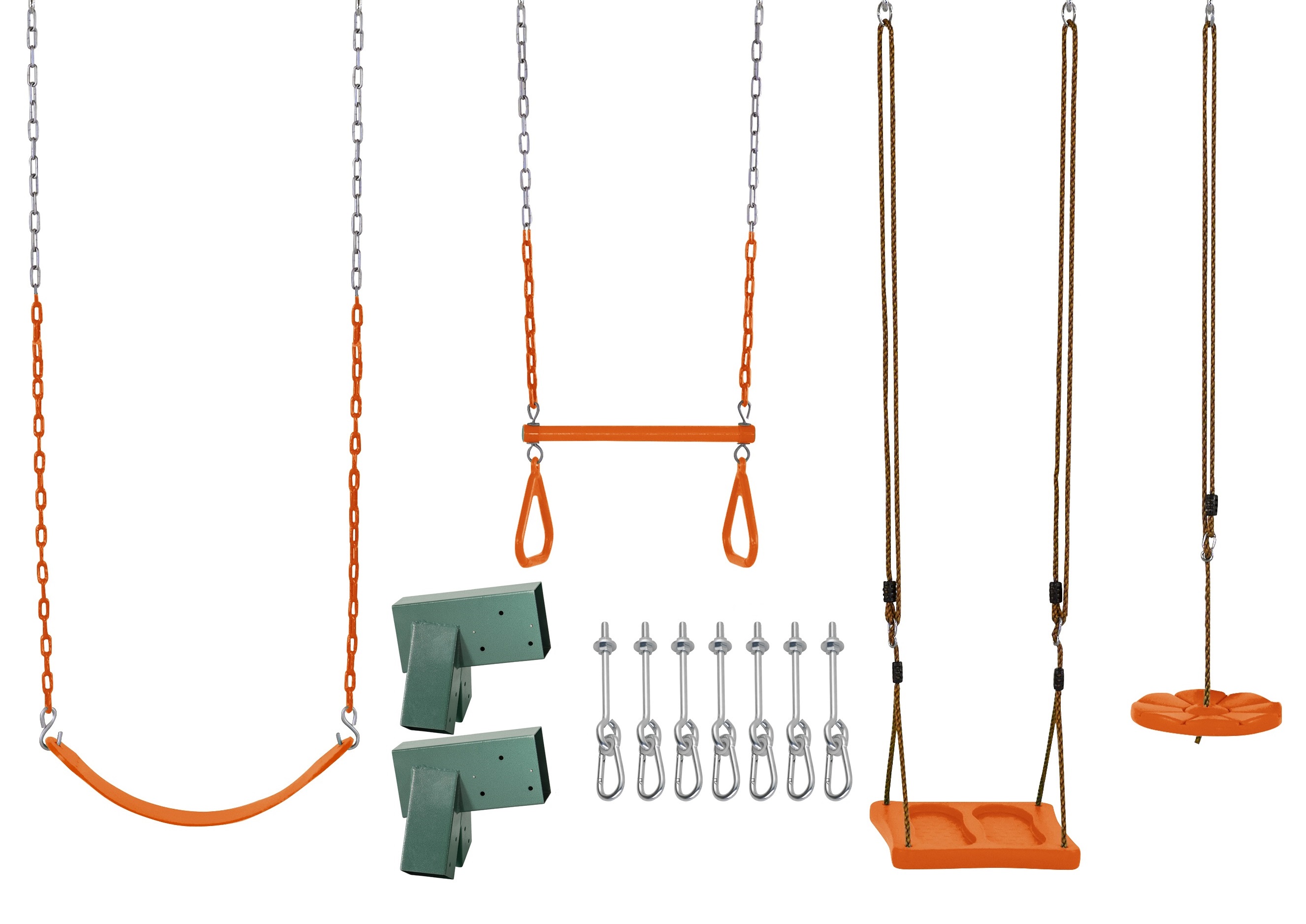 Swingan DIY Swing Set Kit With Belt Swing, Trapeze Bar, Disc Swing