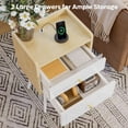 thumbnail image 4 of Pinmoco Set of 2 Tall Nightstand, 2 Drawers LED Bedside Tables with Charging Station and Top Fences, White & Oak, 4 of 9