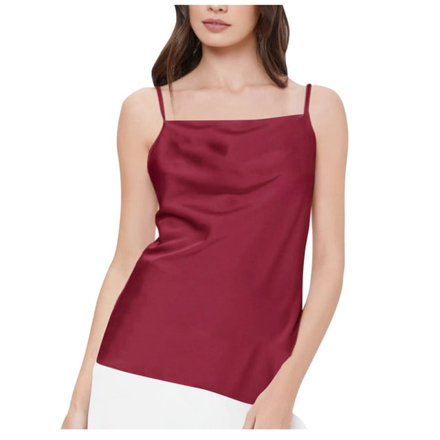 QUINDOS Womens Tops Ribbed Summer Red Fashion Casual Solid Sleeveless Blouse Tops Camisoles Zipper Womens Tank Tops