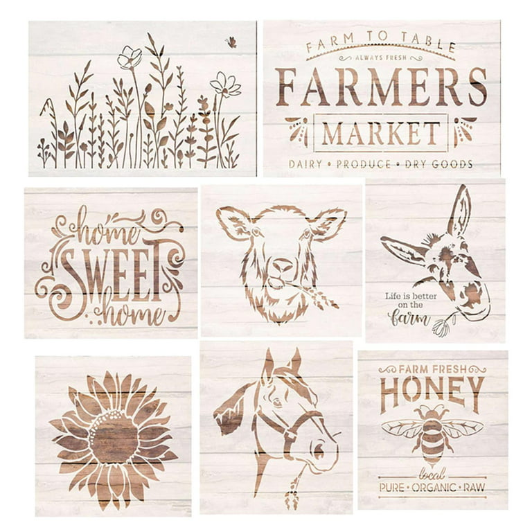 Clabby 16 Pieces Farmhouse Stencils Large Stencils for Painting on Wood  Reusable Transfers Stencils for Crafts Rustic Sign Painting Art Templates