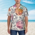 thumbnail image 4 of Lsque Skull and Flowers pattern Hawaiian Shirt for Men, Unisex Summer Beach Casual Short Sleeve Button Down Shirts-3X-Large, 4 of 9
